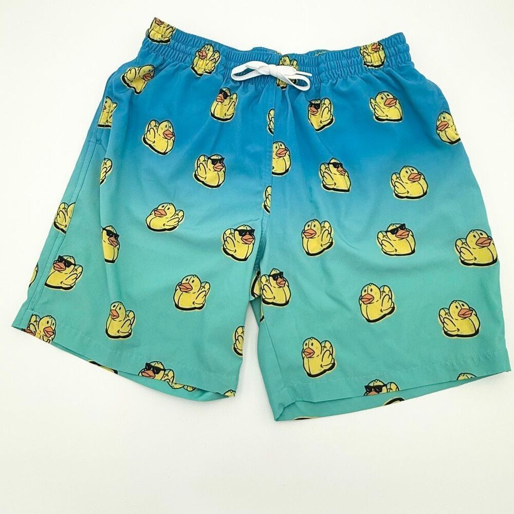 Chubbies Men’s Swim Trunks Lucky Rubber Ducks Blue Yellow - US Size Large / 7” I